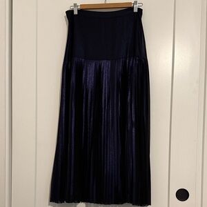 Ted Baker Chic Navy Metallic Pleated Skirt